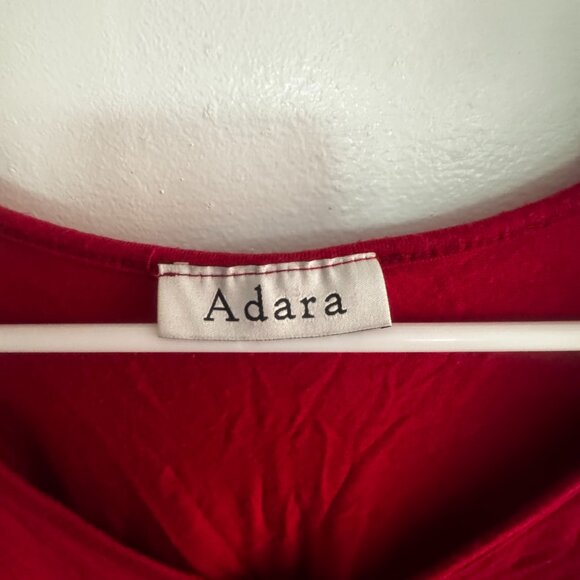 Adara Red Short Sleeve Blouse Cotton no size but matches S-M womens - Picture 2 of 3